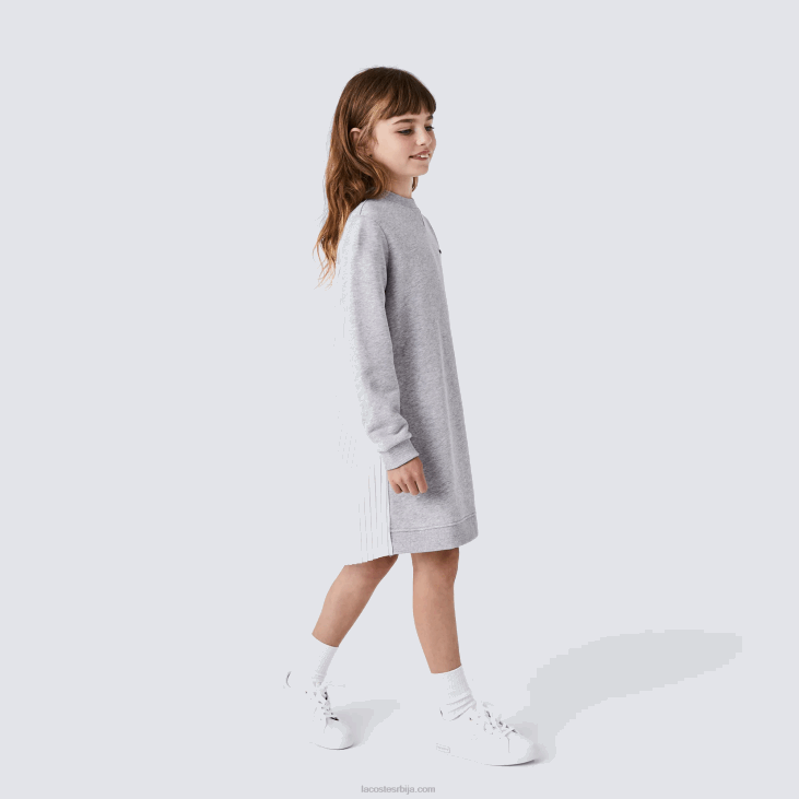 девојке хаљина од памучног флиса са плисираним леђима 86883286 сиви кине цца Lacoste