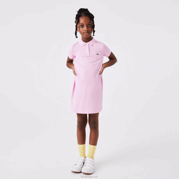девојке памучна поло хаљина 86883288 розе з4х Lacoste