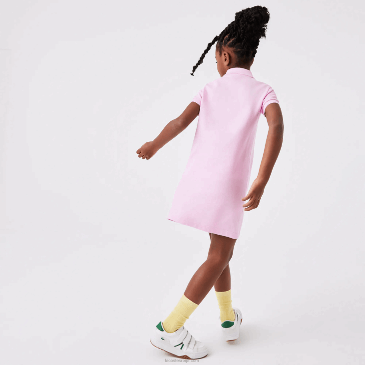 девојке памучна поло хаљина 86883288 розе з4х Lacoste