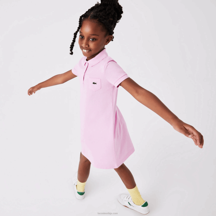 девојке памучна поло хаљина 86883288 розе з4х Lacoste