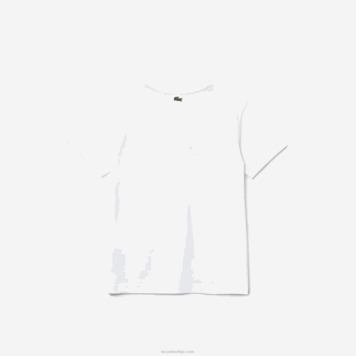 децаци памучна мајица у облику крокодила са великим изрезом 86883119 бела 001 Lacoste