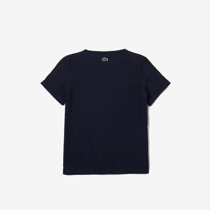 девојке памучна мајица са кратким изрезом у облику крокодила 86883175 тамноплава 166 Lacoste
