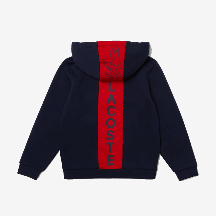 децаци брендирана јакна од флиса са патент затварачем 86883253 тамноплава црвена к1х Lacoste