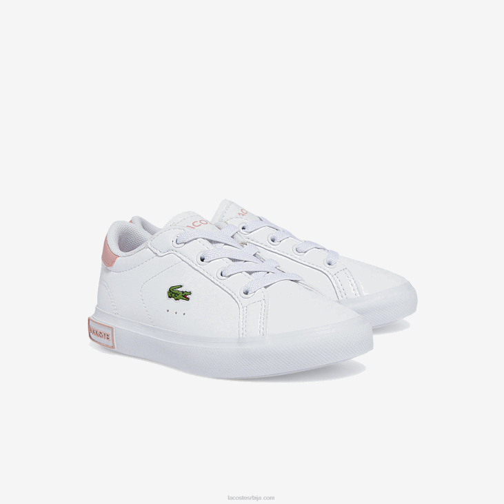 одојчади поверцоурт синтетичке патике 86882936 бела и светло розе 1и9 Lacoste