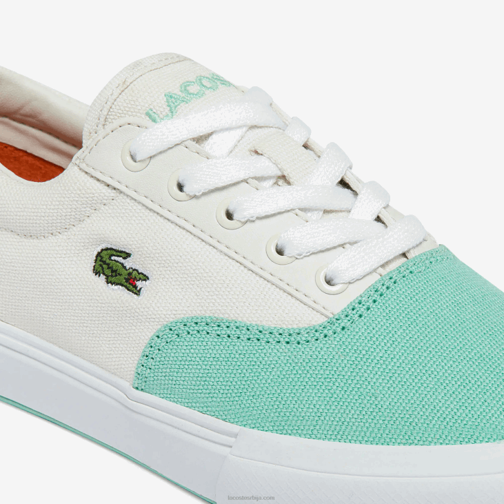 клинци скок служи чипкане платнене патике 86883263 бела тиркизна т66 Lacoste