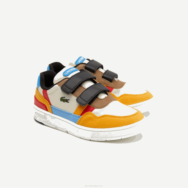 клинци т-цлип зимске синтетичке ципеле на отвореном 86883303 бело и жуто хт3 Lacoste