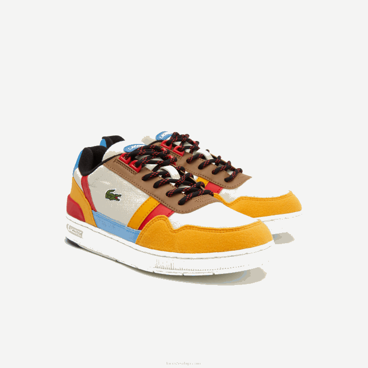 јуниори т-цлип зимске синтетичке ципеле на отвореном 86883334 бело и жуто хт3 Lacoste