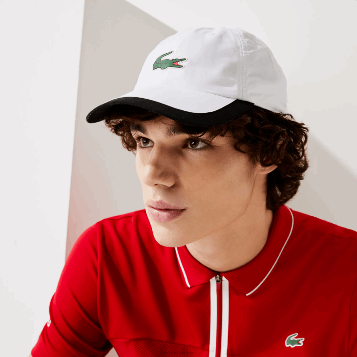 мушкарци спортска контрастна гранична лагана капа 86881930 бела црна ау8 Lacoste