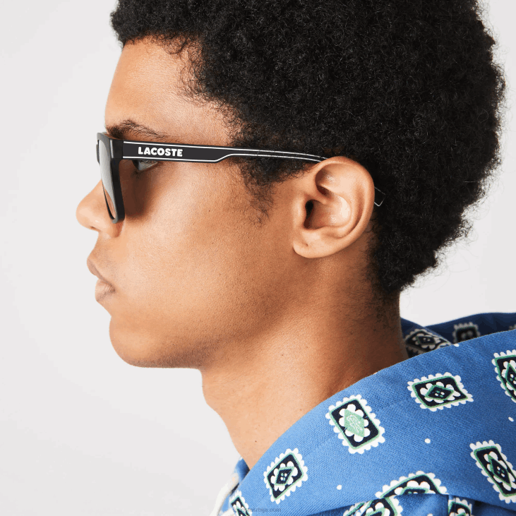 мушкарци правоугаоне активне линије сунчане наочаре 86882281 црно/плаво 002 Lacoste