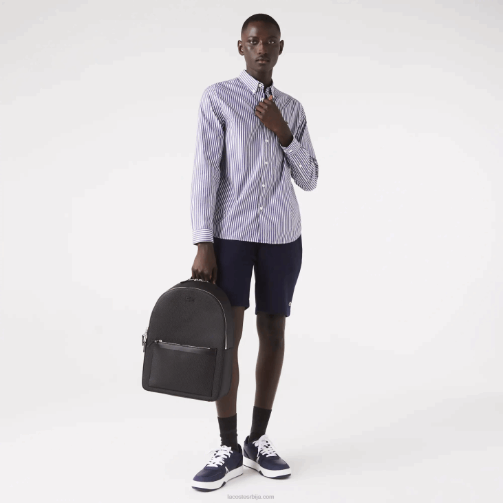 мушкарци цхантацо мат прошивени кожни ранац 86882022 црна 000 Lacoste