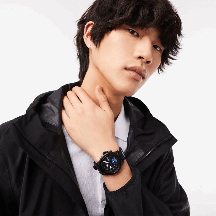 мушкарци Мултифункционални црни силиконски сат издржљивости 86882199 црна 000 Lacoste