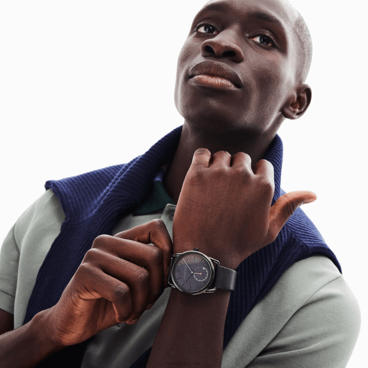 мушкарци мушки урбани сат са црним кожним ременом 86882312 црна 000 Lacoste