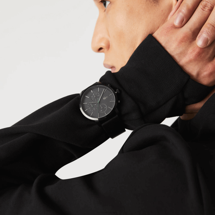 мушкарци реплаи сат са црним кожним ременом 86882318 црна 000 Lacoste