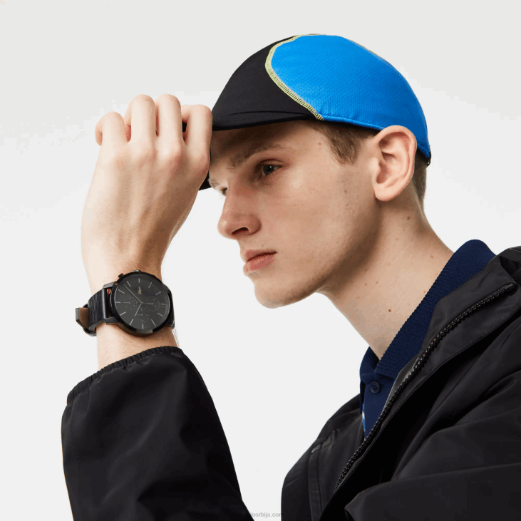 мушкарци реплаи сат са црним кожним ременом 86882318 црна 000 Lacoste