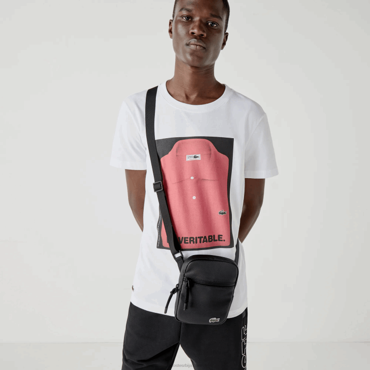 мушкарци лцст пресвучена платнена мала равна торба преко тела 86882018 црна 000 Lacoste