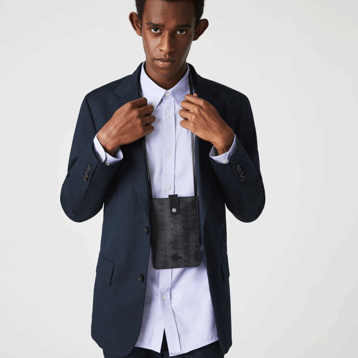 мушкарци платнена торбица за паметни телефон од мешавине монограма 86882037 монограм ноир грис х45 Lacoste