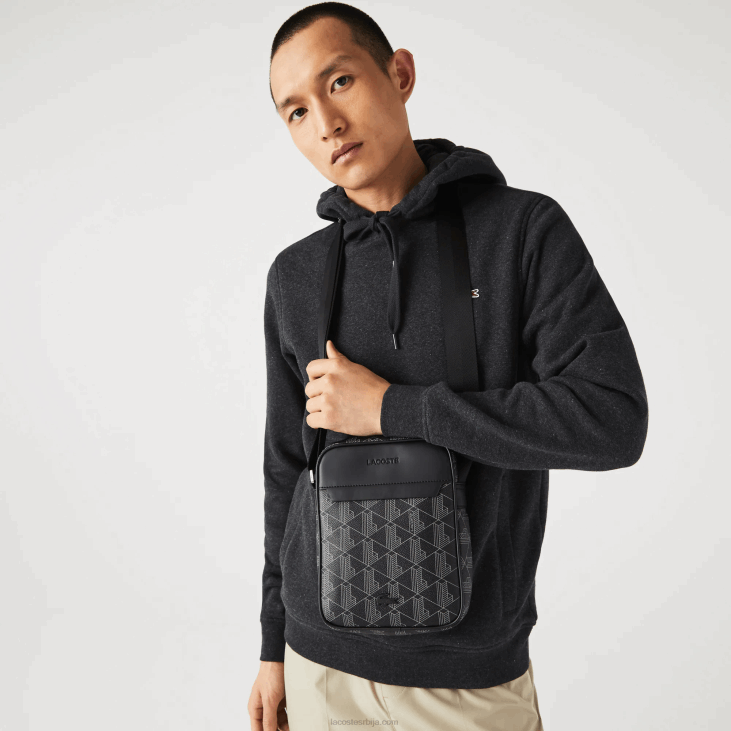 мушкарци вертикална торба од мешавине платненог монограма 86882038 монограм ноир грис х45 Lacoste