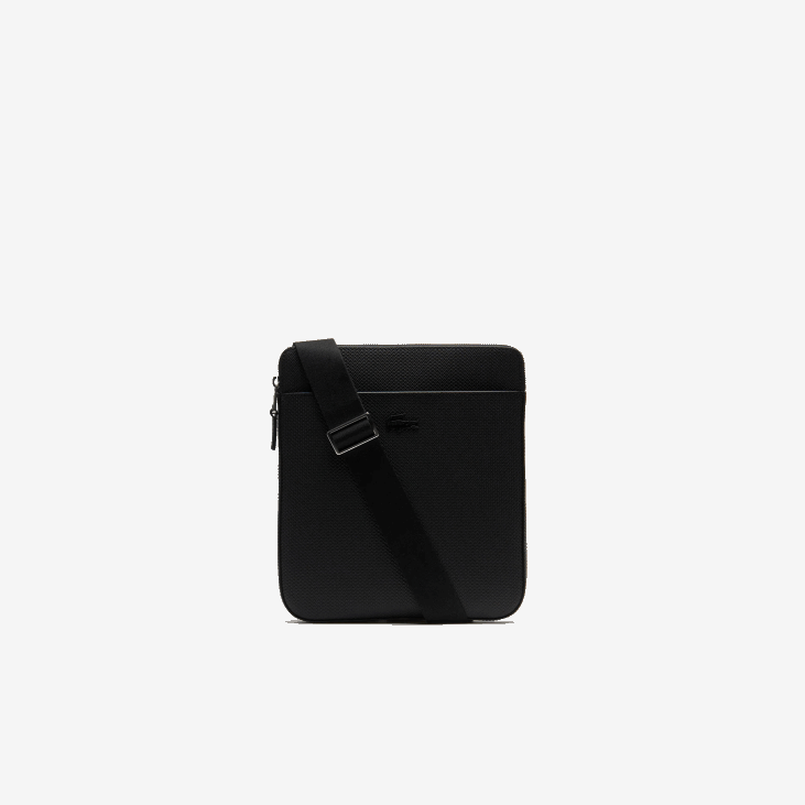 мушкарци цхантацо мат пикуе кожна равна торба са патент затварачем 86882039 црна 000 Lacoste