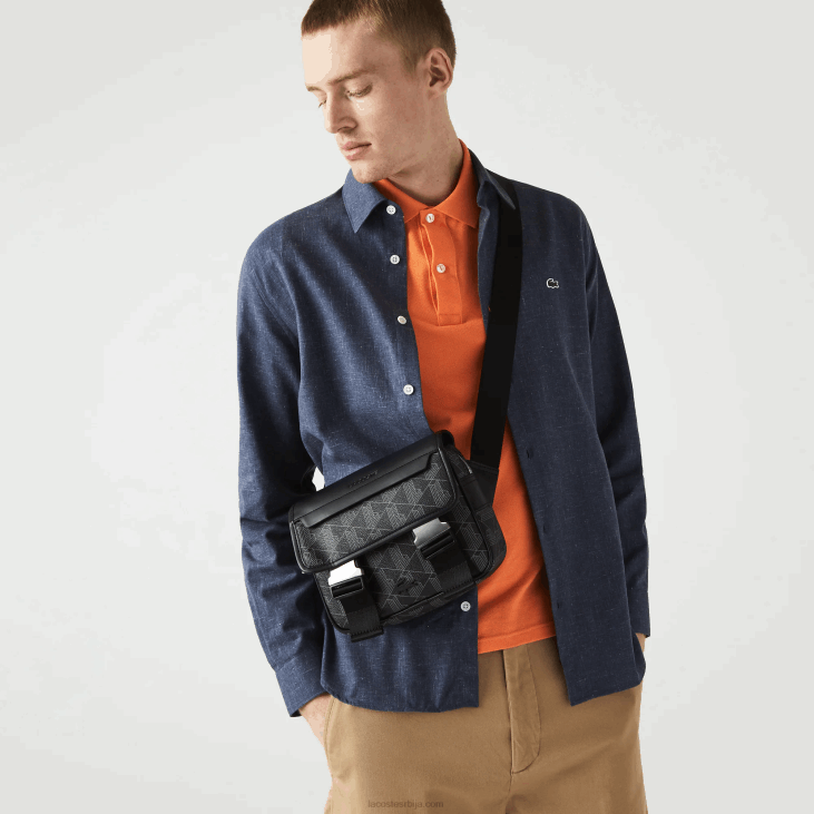 мушкарци платнена торба са исеченим монограмом 86882067 монограм ноир грис х45 Lacoste