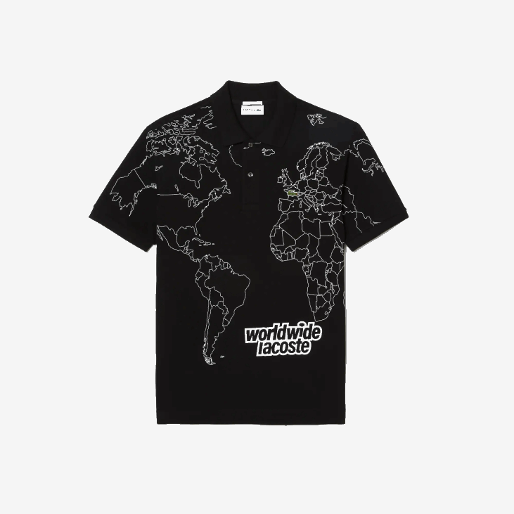 мушкарци оригинал л.12.12 штампана поло од органског памука 868831 црна 031 Lacoste