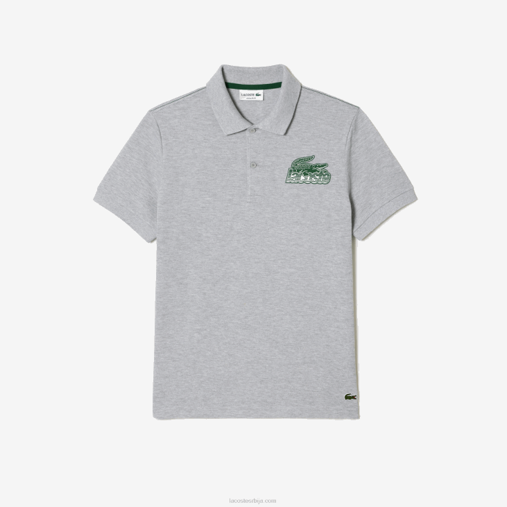 мушкарци памучни мини-пике поло 8688102 сиви кине цца Lacoste