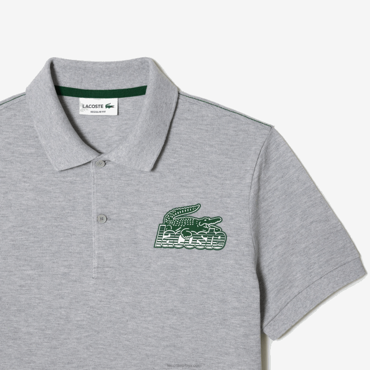 мушкарци памучни мини-пике поло 8688102 сиви кине цца Lacoste