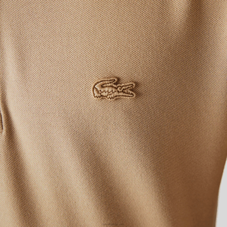 мушкарци смарт парис дугих рукава растезљиви памучни пике поло 86881297 беж 02с Lacoste