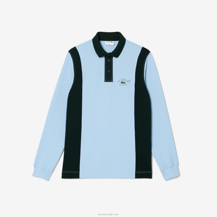 мушкарци рагби кошуља од органског памука дугих рукава 8688544 плаво зелено фл3 Lacoste
