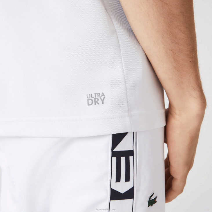 мушкарци спорт пикуе тенис поло у регуларној форми отпоран на трчање 8688556 бела тамноплава 5гп Lacoste