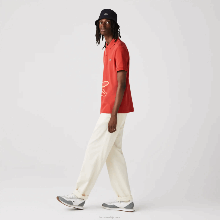 мушкарци памучни пике поло са крокодилским принтом регуларног кроја 8688648 црвена 67г Lacoste