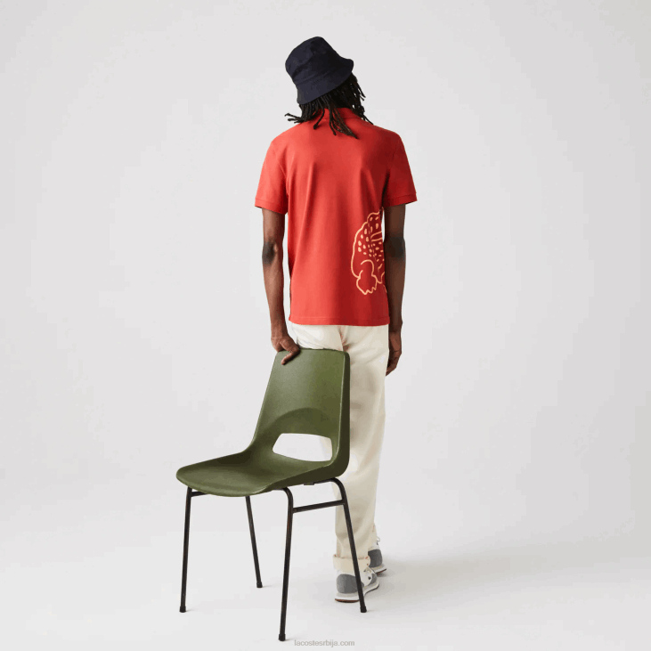 мушкарци памучни пике поло са крокодилским принтом регуларног кроја 8688648 црвена 67г Lacoste