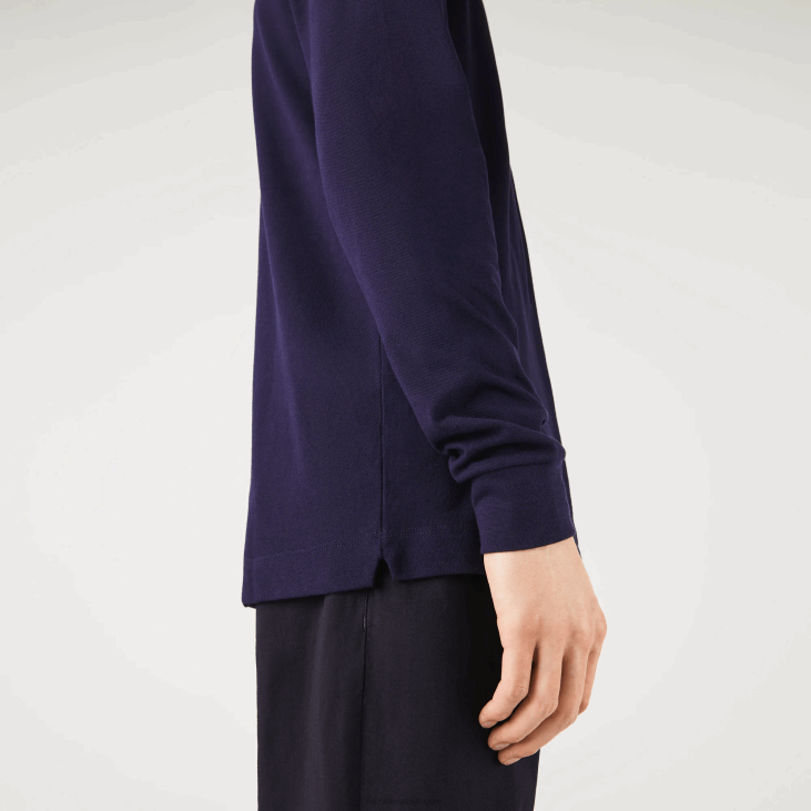 мушкарци смарт парис дугих рукава растезљиви памучни пике поло 8688665 тамноплава 166 Lacoste