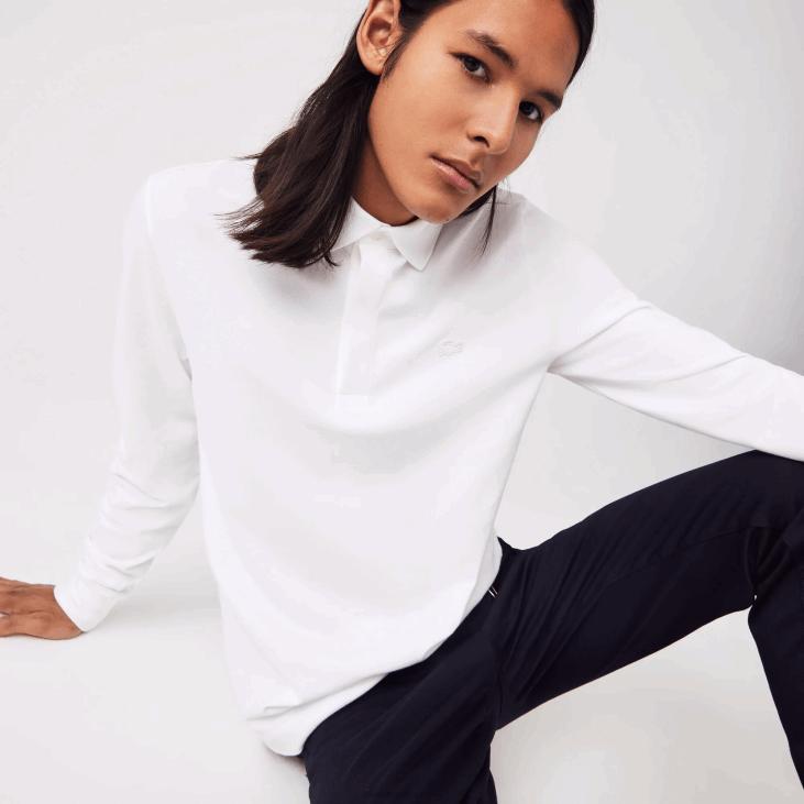 мушкарци смарт парис дугих рукава растезљиви памучни пике поло 8688666 бела 001 Lacoste