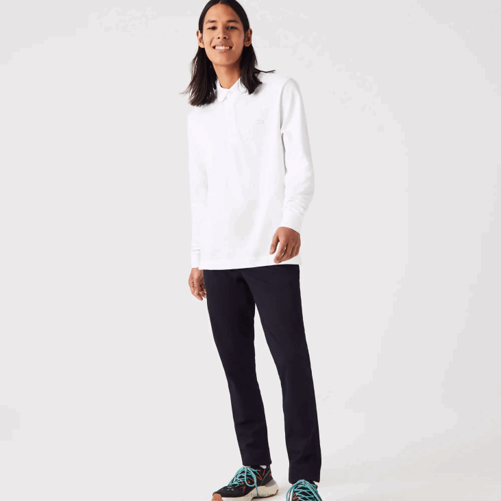 мушкарци смарт парис дугих рукава растезљиви памучни пике поло 8688666 бела 001 Lacoste