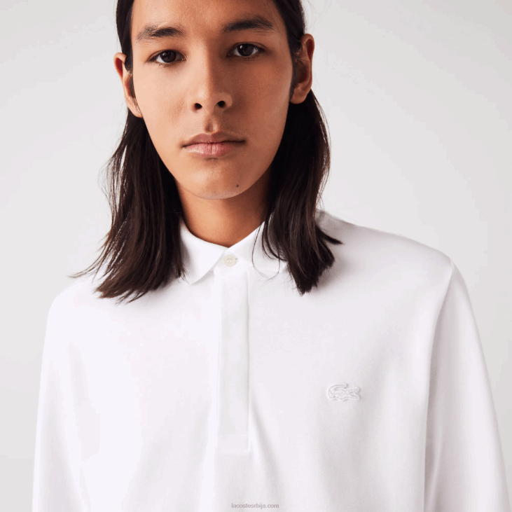 мушкарци смарт парис дугих рукава растезљиви памучни пике поло 8688666 бела 001 Lacoste