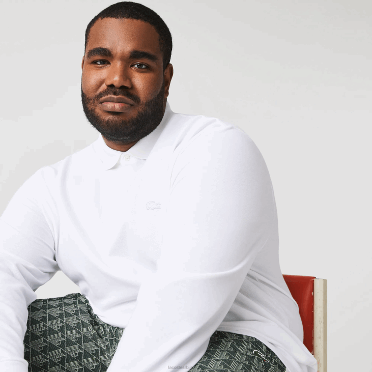 мушкарци смарт парис дугих рукава растезљиви памучни пике поло 8688666 бела 001 Lacoste