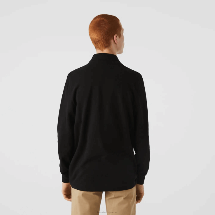 мушкарци смарт парис дугих рукава растезљиви памучни пике поло 8688667 црна 031 Lacoste