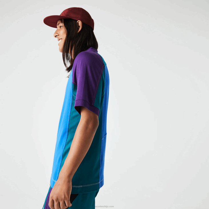 мушкарци херитаге стретцх мини-пикуе поло регуларног облика 8688693 плаво зелено љубичасто 7в6 Lacoste