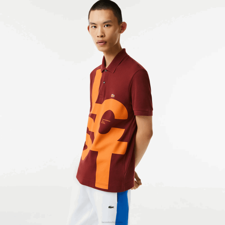 мушкарци регуларно фит контрастно писмо петит пикуе поло 8688711 бордо зс1 Lacoste