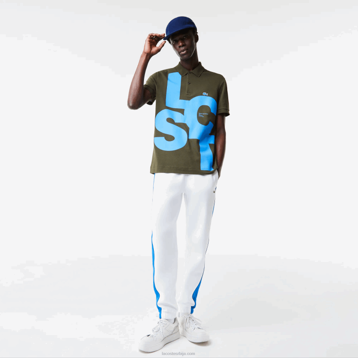 мушкарци регуларно фит контрастно писмо петит пикуе поло 8688712 каки зелена с7т Lacoste