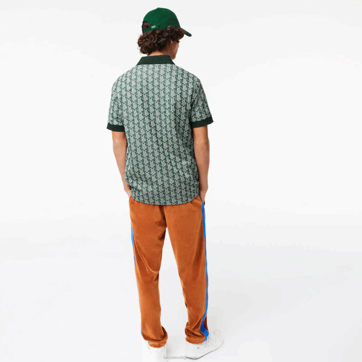 мушкарци Поло са монограмом класичног кроја 868872 зелена беж 7м4 Lacoste