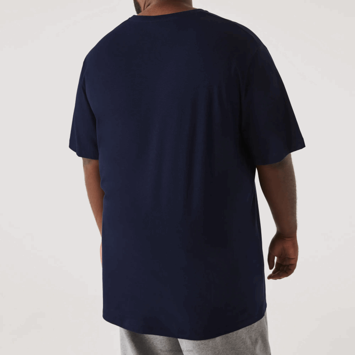 мушкарци памучна поло мајица са ребрастим В-изрезом регуларног кроја (плус величина) 8688732 тамноплава 166 Lacoste