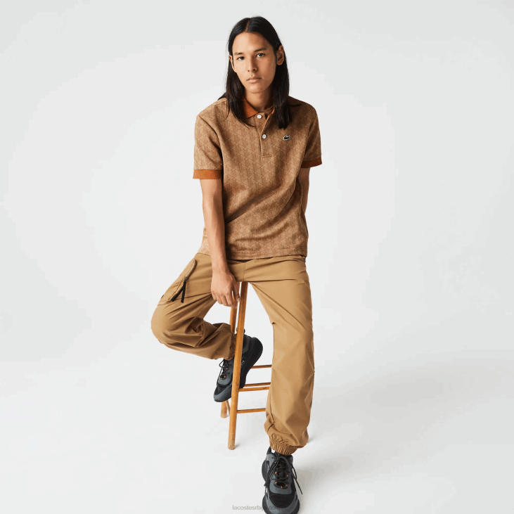 мушкарци Поло са монограмом класичног кроја 868873 беж браон звм Lacoste