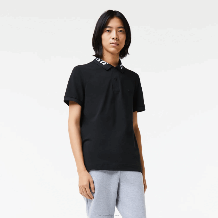 мушкарци брендирани слим фит стреч пикуе поло 8688777 црна 031 Lacoste