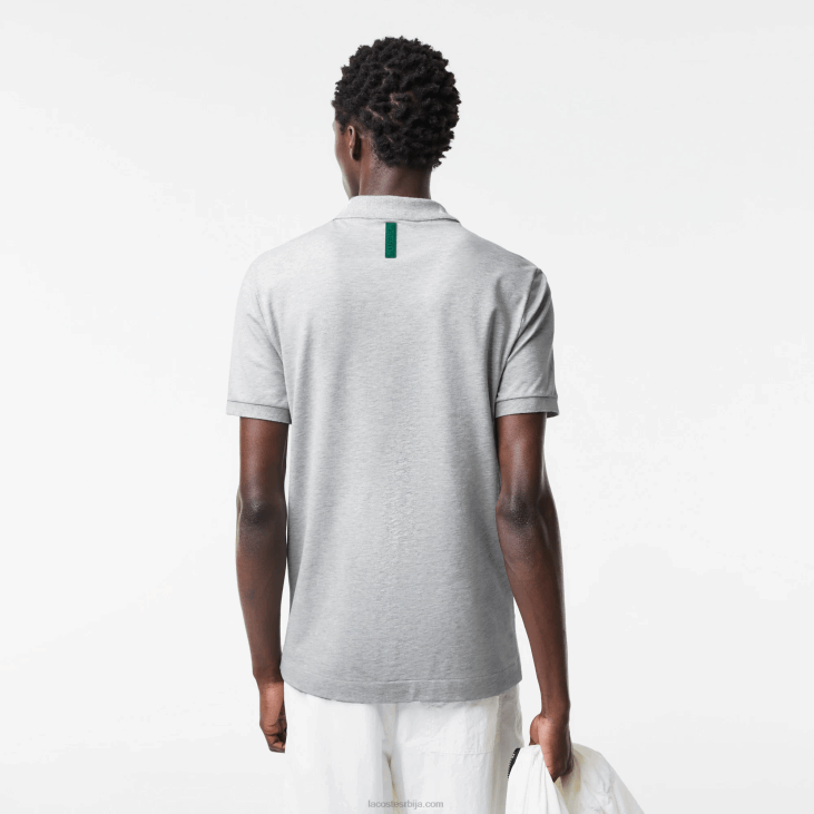 мушкарци брендирани слим фит стреч пикуе поло 8688778 сиви кине цца Lacoste