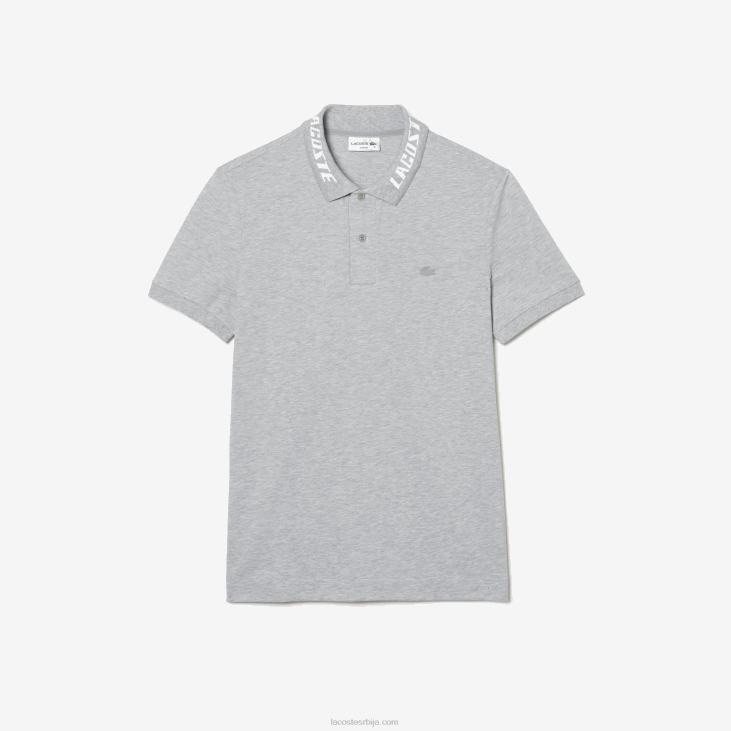 мушкарци брендирани слим фит стреч пикуе поло 8688778 сиви кине цца Lacoste