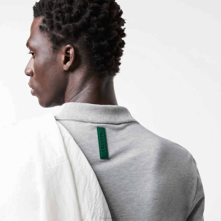 мушкарци брендирани слим фит стреч пикуе поло 8688778 сиви кине цца Lacoste