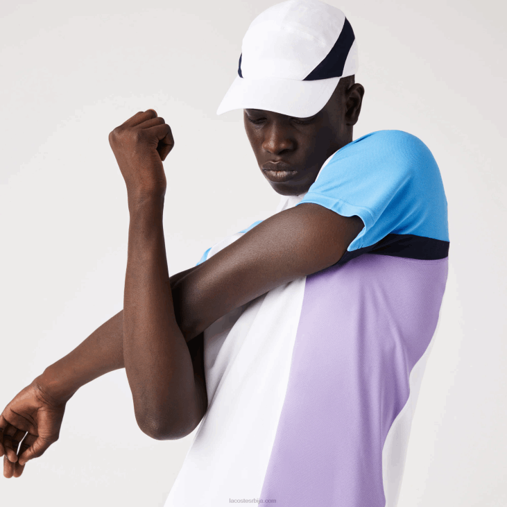 мушкарци спортски терморегулациони пике тенис поло 8688779 бела тамноплава љубичаста 6ху Lacoste