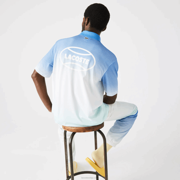 мушкарци Памучна поло опуштеног кроја са градираним принтом 8688838 плаво бела тиркизна 3ук Lacoste