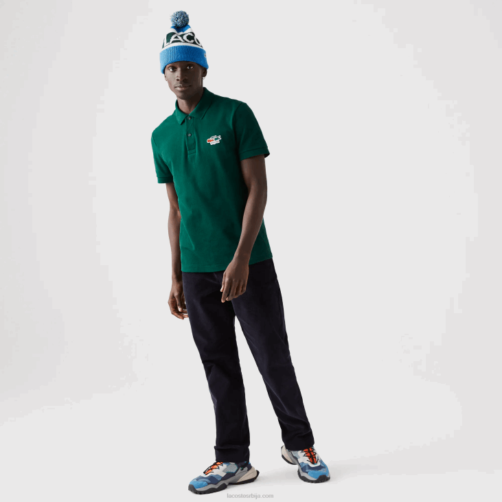 мушкарци поло мајица од органског памука обичне крокодиле 8688843 зелена 3м2 Lacoste